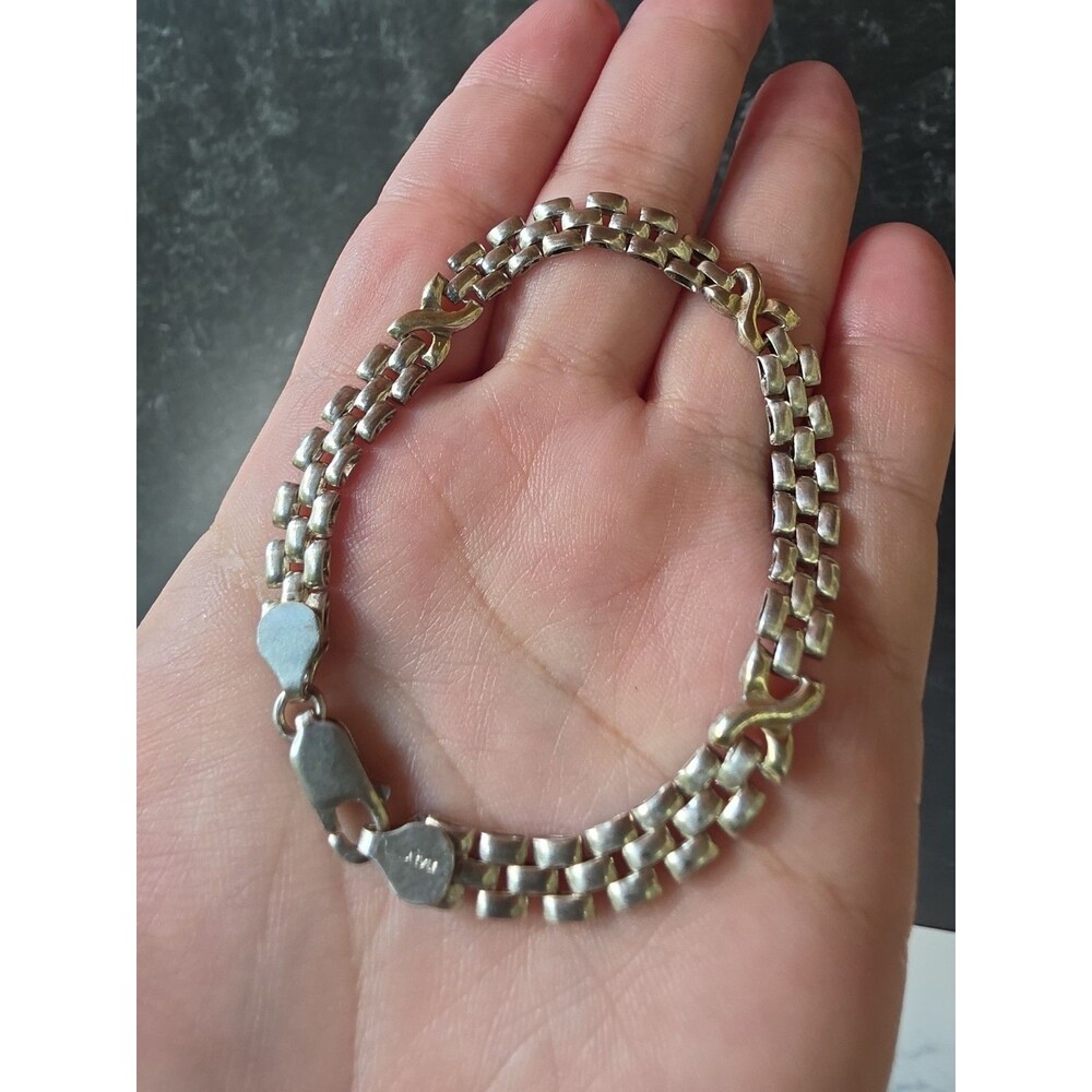 Italian 925 Sterling Silver Chain Bracelet Vintage READ Description